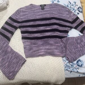 Hot topic Social Collision Stylish Striped Crew Neck Sweater